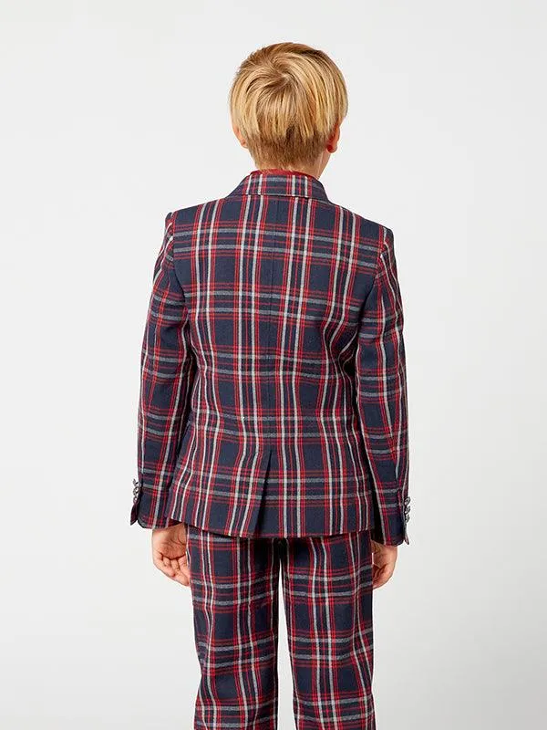 One Friday Red And Blue Check Pattern Blazer