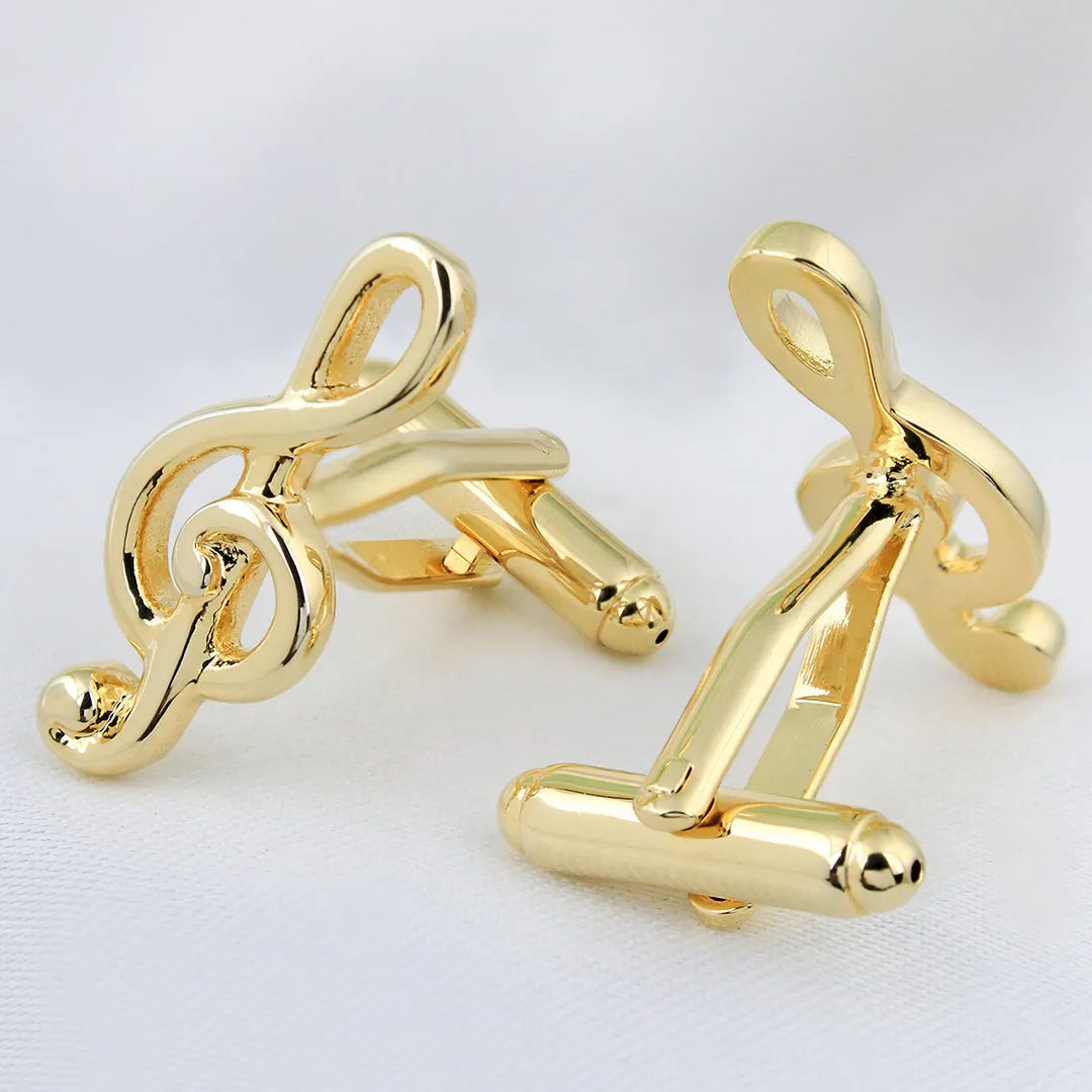 Peluche Golden Symbol of Musi Cufflink and Lapel Pin Set