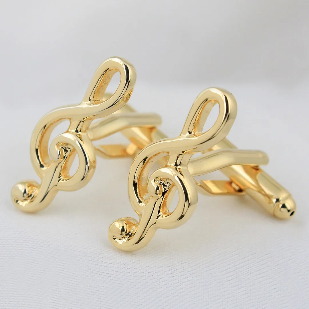 Peluche Golden Symbol of Musi Cufflink and Lapel Pin Set