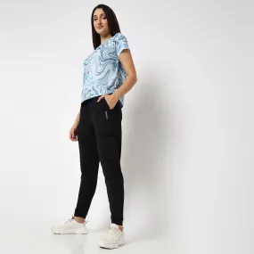 Regular Fit Solid High Rise Joggers