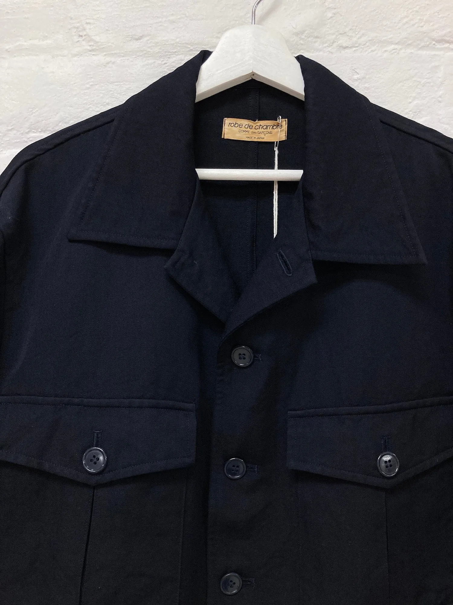 Robe de Chambre Comme des Garcons 1980s dark navy wool cropped jacket