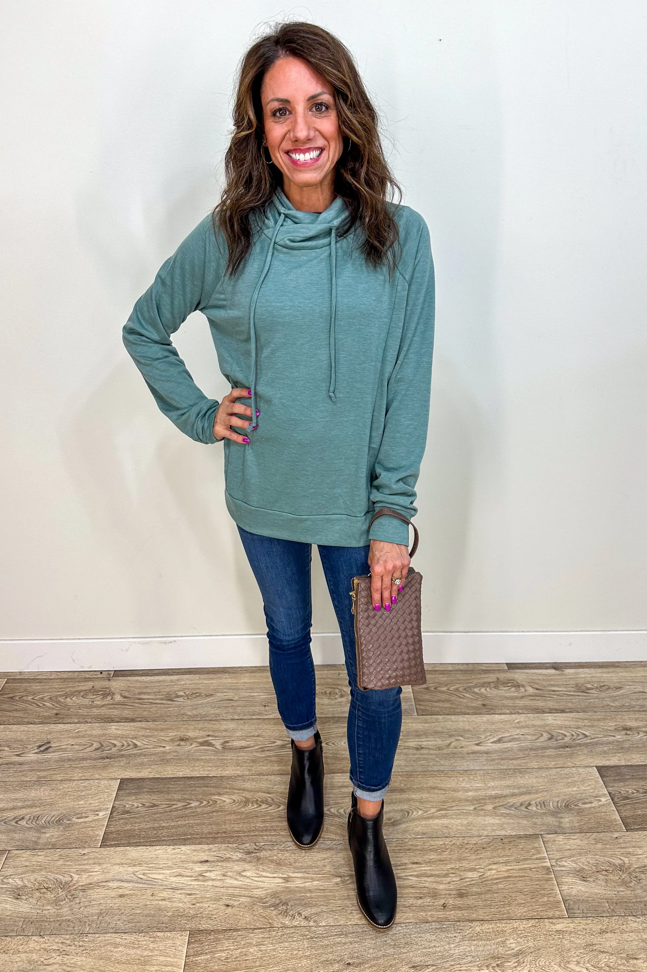 Sage Drawstring French Terry Top