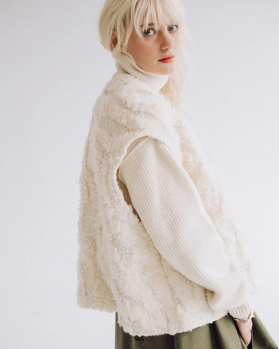 Shawl collar vest Off white