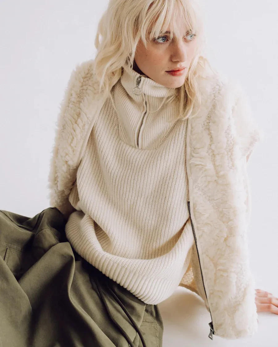 Shawl collar vest Off white