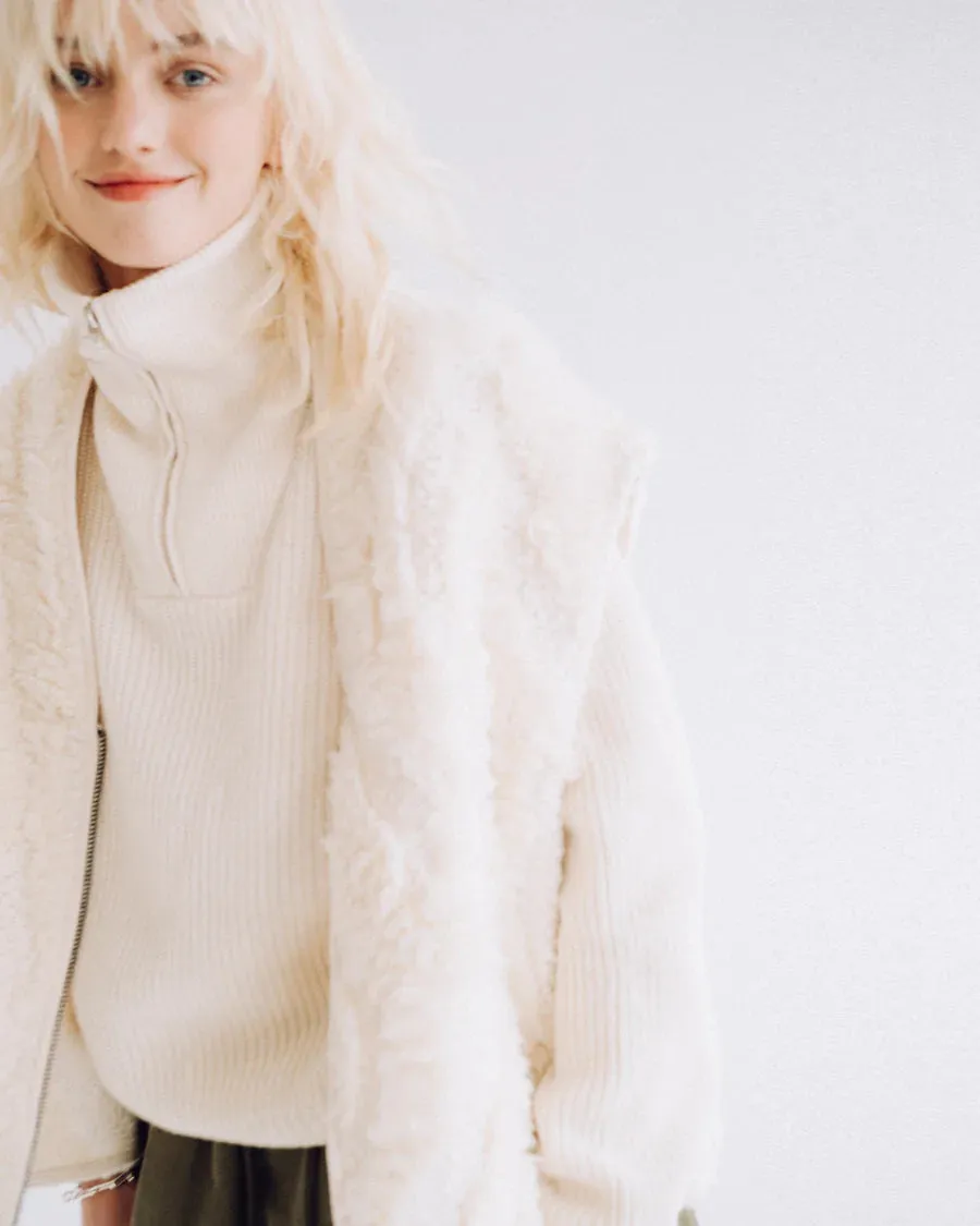 Shawl collar vest Off white