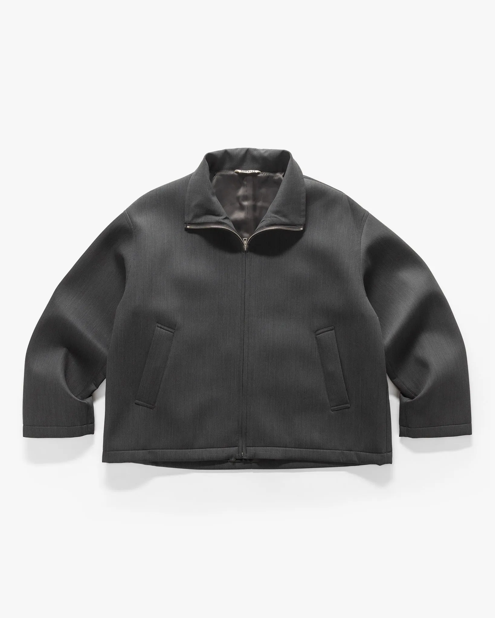 Sponge Wool Twill Zip Blouson Top Charcoal