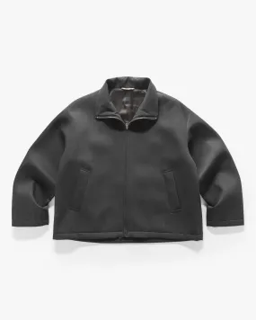 Sponge Wool Twill Zip Blouson Top Charcoal