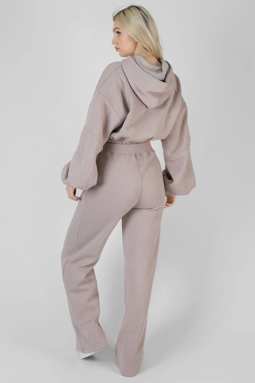 Tonal Embroidery Wide Leg Joggers Ash